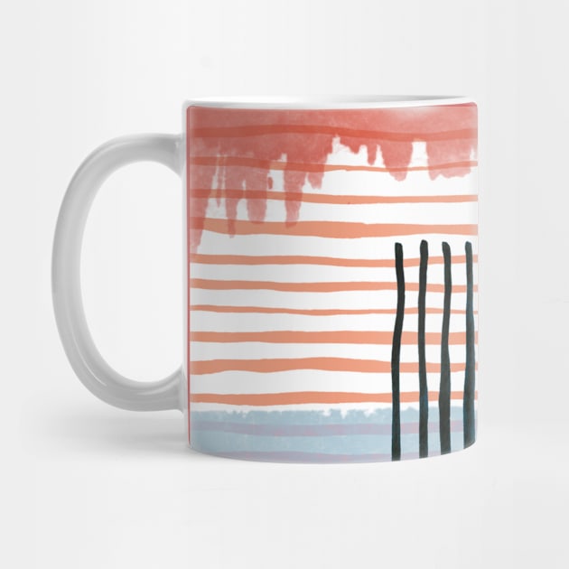 Pocket - Abstract Striped Geo Red by ninoladesign